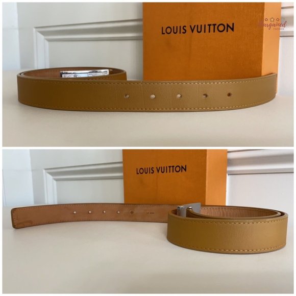Authentic Louis Vuitton Tan Leather Infini Ceinture Jeans Slim Belt Size 85/34 - Picture 11 of 14